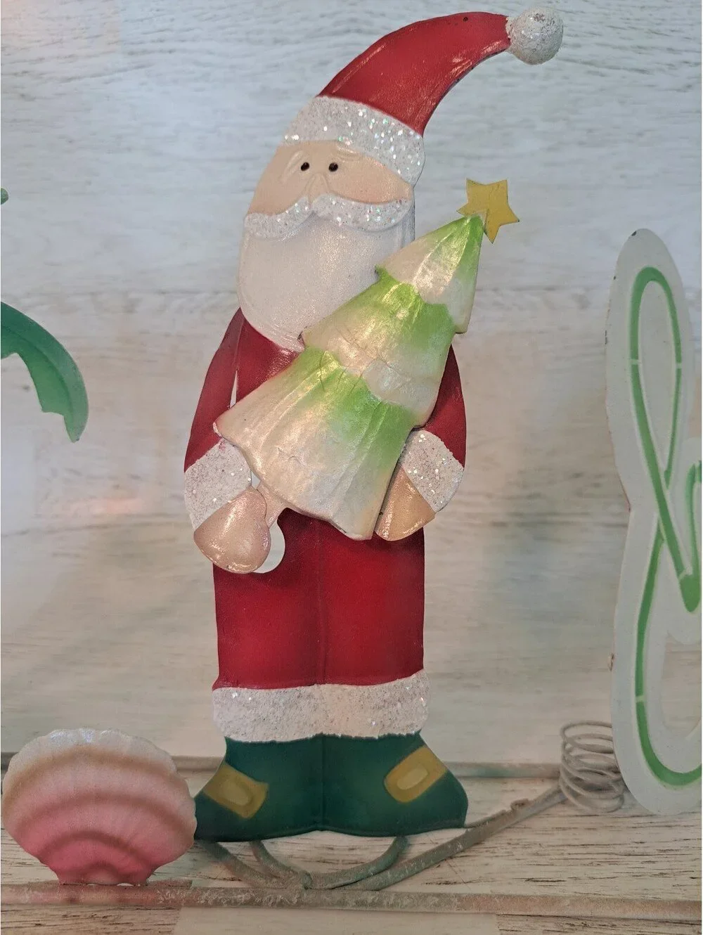 Santa Ho Ho Freestanding Palm Tree Tropical Costal Beach Christmas Holiday